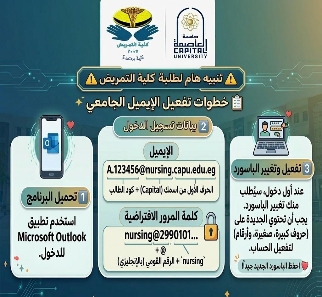 📢 تنبيه هام بخصوص الإيميل الجامعي لطلاب الفرق والبرامج الخاصة📢